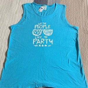 Port and Company Turquoise Patriotic Tank Top